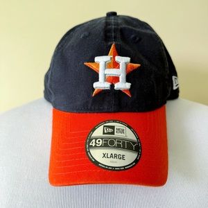 New Era Houston Astros Fitted Hat Mens XLarge XL MLB 49Fifty Cap Black Orange